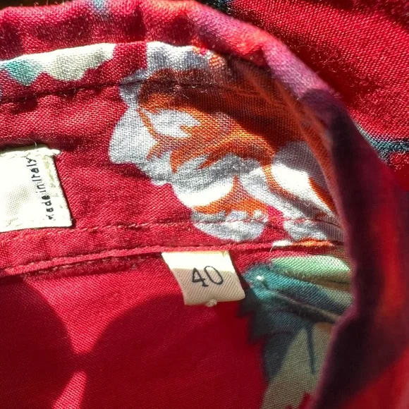 Etro Red Floral 100% Cotton Long Sleeves Lightweight Button Down Collared Top 40 - Picture 7 of 8